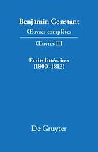 Ecrits littéraires (1800-1813)