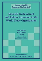 Sino-US trade accord and China's accession to the World Trade Organization