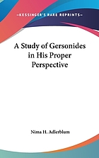 A study of Gersonides in his proper perspective