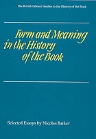 Form and meaning in the history of the book : selected essays