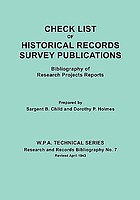 Check list of Historical Records Survey publications : bibliography of research projects reports