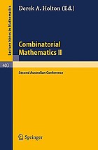 Combinatorial mathematics; proceedings of the second Australian conference