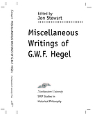 Miscellaneous writings of G.W.F. Hegel