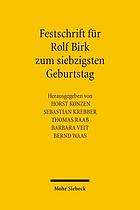 Festschrift für Rolf Birk zum siebzigsten Geburtstag