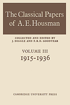 The classical papers of A.E. Housman