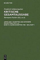 Kleine Schriften 1786-1833