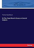 Sir Tho. Pope Blount's Essays on several subjects