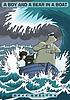 A boy and a bear in a boat 