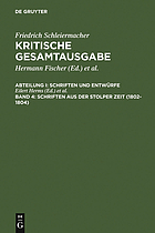Schriften aus der Stolper Zeit (1802-1804)