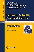 Lecture on probability theory and statistics : Ecole d'eté de probabilités de Saint-Flour XXVI - 1996