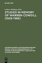 Studies in Memory of Warren Cowgill (1929-1985) : Papers from the Fourth East Coast Indo-European Conference Cornell University, June 6-9, 1985