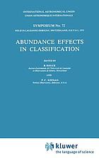 Abundance effects in classificationAbundance effects in classification : Symposium held in Lausanne-Dovigny, Switzerland, july 8.-11. 1975Abundance effects in classification : symposium, Lausanne, July 8-11, 1975