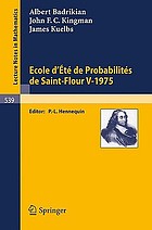 Ecole d'été de probabilités de Saint-Flour V-1976