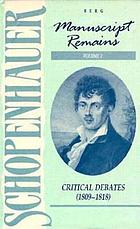 Critical debates (1809 - 1818)