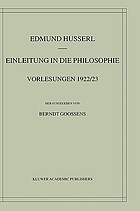 Einleitung in die Philosophie Vorlesungen 1922-23