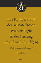 Ein Kompendium der Aristotelischen Meteorologie in der Fassung des Ḥunain Ibn Isḥâq