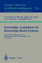 Knowledge acquisition for knowledge-based systems : 7th European workshop, EKAW'93, Toulouse and Caylus, France, September 6-10, 1993 : proceedings