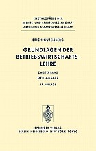 Grundlagen der BetriebswirtschaftslehreGrundlagen der Betriebswirtschaftslehre/ 2, Der AbsatzDer Absatz