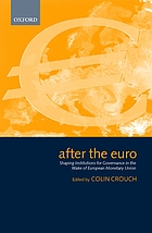 After the euro : shaping institutions for governance in the wake of European monetary union