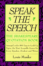 Speak the speech : the Shakespeare quotation book