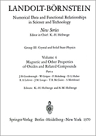 Zahlenwerte und Funktionen aus Naturwissenschaften und Technik / Neue Serie. 3,4,1, Gruppe 3, Kristall- und Festkörperphysik ; Bd. 4, Magnetische und andere Eigenschaften von Oxiden und verwandten Verbindungen ; Teil a