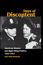 Days of discontent : American women and right-wing politics, 1933-1945