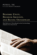 Restore unity, recover identity, refine orthopraxy : the believers' priesthood in the ecclesiology of James Leo Garrett Jr.