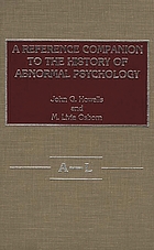 A reference companion to the history of abnormal psychology