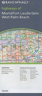 Miami/Ft. Lauderdale, West Palm Beach, Florida, major roads & highways : including Boca Raton, Coral Gables ... plus ... mileage & driving times map
