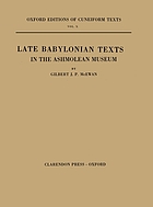 Late Babylonian texts in the Ashmolean Museum
