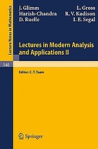 Lectures in modern analysis and applications