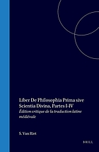 Liber de philosophia prima sive scientia divina ; 1/4 : éd. critique de la traduction latine médiévale par S. van Riet. Introduction doctrinale par G. Verbeke.