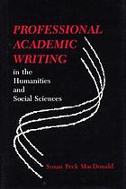 Professional academic writing in the humanities and social sciences