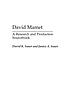 David Mamet : a research and production sourcebook door David K Sauer