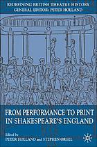 From performance to print in Shakespeare's England