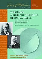 Theory of algebraic functions of one variable