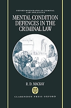 Mental condition defences in the criminal law