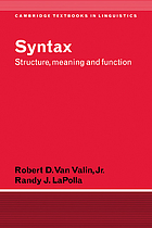 Syntax : structure, meaning, and function