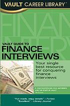 Vault guide to finance interviews