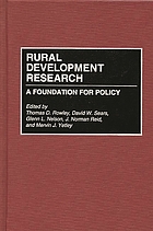 Rural development research : a foundation for policy