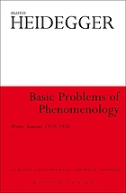 Basic problems of phenomenology : winter semester, 1919/1920