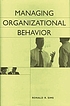 Managing organizational behavior von Ronald R Sims