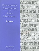 Descriptive cataloging of rare materials (books)