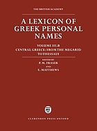A lexicon of Greek personal names