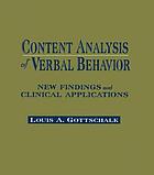Content analysis of verbal behavior : new findings and clinical applications