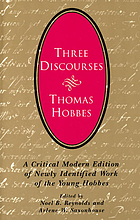 Three discourses : a critical modern edition of newly identified work of the young Hobbes