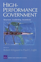 High-performance government : structure, leadership, incentives