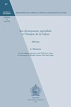 Les dictionnaires spécialisés et l'analyse de la valeur