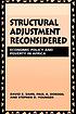 Structural adjustment reconsidered : economic... by David E Sahn