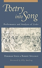 Poetry into song : performance and analysis of lieder